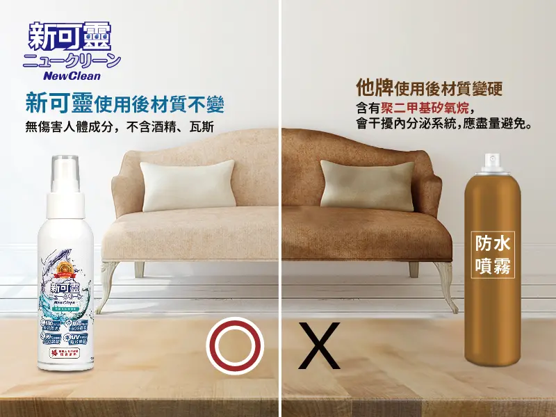 新可靈-使用後材質不變，不含酒精、瓦斯等傷害人體的成分